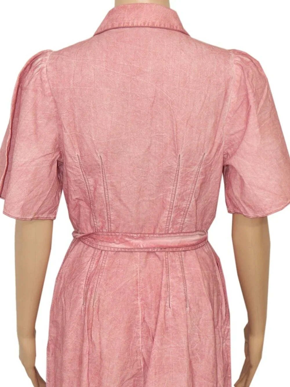 Free People Tie Dye Button Short Sleeve Pocket Wide Leg Belt One Piece Jumpsuit